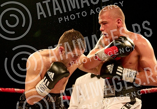 Pinki boxing night. Welter: Stefan Stevanovic (Serbia) vs Karlo Tabaghua (Sweden) Bout for IBF Youth welter title.Vece profi boksa u Pinkiju, Velter kategorija: Stefan Stevanovic (Srbija) - Karlo Tabaghua (Svedska). 