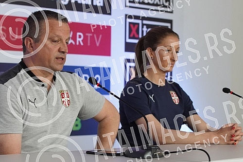 The press conference of the women's A national team of Serbia on the occasion of the continuation of the qualifications for the World Cup and the match against Germany, which is on the program tomorrow at the SC FSS.Konferencija za medije zenske A 