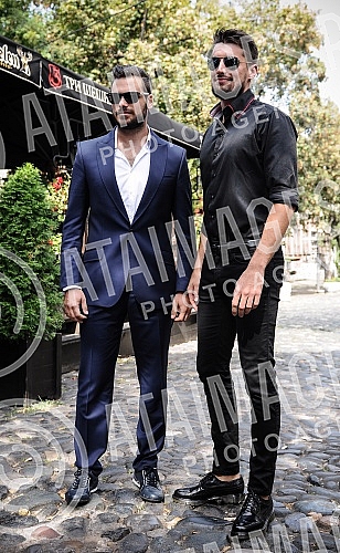 Press conference of Croatian cello duo - 2Cellos held in restaurant 