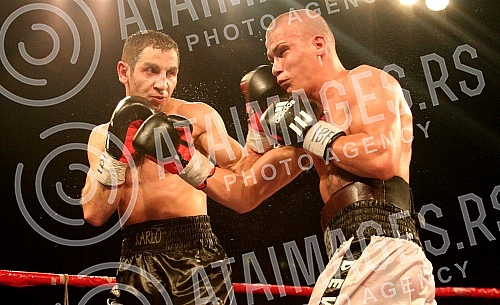Pinki boxing night. Welter: Stefan Stevanovic (Serbia) vs Karlo Tabaghua (Sweden) Bout for IBF Youth welter title.Vece profi boksa u Pinkiju, Velter kategorija: Stefan Stevanovic (Srbija) - Karlo Tabaghua (Svedska). 