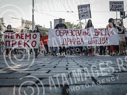 A student protest was held on the plateau in front of the Faculty of Philosophy, organized by the initiative 