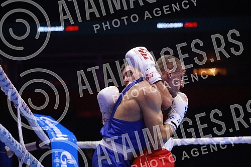 2021 Olympic Boxing World Championships - Stark Arena. Round 32, Light Middleweight (71kg), Saimonas Banys (Lithuanian) (RED) vs Aban Beqiri (Albania).
Svetsko prvenstvo u olimpijskom boksu 2021 - Stark arena. 2021 Olympic Boxing World Championships - Stark Arena. Round 32, Light Middleweight (71kg), Saimonas Banys (Lithuanian) (RED) vs Aban Beqiri (Albania).
Svetsko prvenstvo u olimpijskom boksu 2021 - Stark arena.