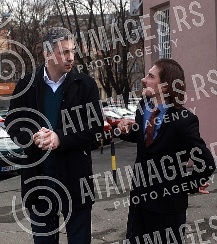 Bosko Obradovic - President of the Serbian Movement Dveri and Milan Jankovic - Executive Director of the Association of Students with Disabilities spoke at a press conference held in front of the Faculty of Special Education and Rehabilitation (FASPE