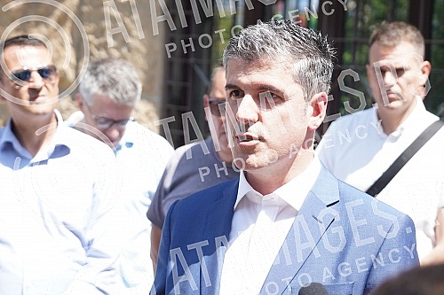In front of the Supreme Court of Cassation, the press conference of the Democratic Party of Serbia regarding the decision of the Court of Appeal in the case in which the vice-president of that party, Uros Jankovic, was convicted of embezzlement with 