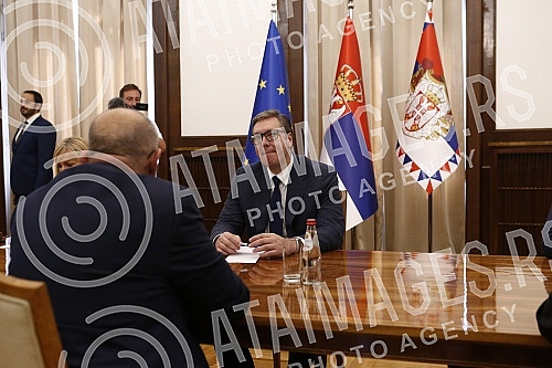 The President of the Republic of Serbia, Aleksandar Vucic, at consultations on the candidate for Prime Minister with representatives of the electoral list of the Alliance of Voivodeship Hungarians - Istvan Pastor.Predsednik Republike Srbije Aleksan