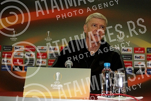 Press conference of Arsene Wenger - coach of FC Arsenal before the game in Group H Europa League FK Crvena zvezda vs FC Arsenal. Pres konferencija Arsena Vengera pred utakmicu Grupe H UEFA Evropa Liga izmedju FK Crvena zvezda i FC Arsenal.