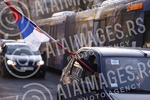 Driving a car called Z to win from the Sava Center to the Church of the Holy Trinity, next to the Church of St. Mark in support of Russia.Voznja automobilima pod nazivom Z za pobedu od Sava centra do hrama Svete Trojice, pored Crkve Svetog Marka u 