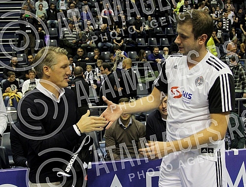 Football palyer of Manchester United Football Club Bastian Schweinsteiger (hausbant of Ana Ivanovic) watching the basketball game Partizan vs Union Olimpija in Belgrade.Igrac Mancester Junajteda i suprug Ane Ivanovic Bastian Schweinsteiger na kosark