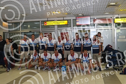 Arrival of the Serbian water polo team at the airport