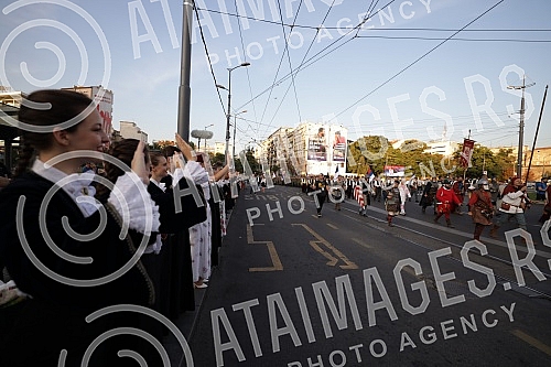 The central manifestation on the occasion of the Day of Serbian Unity, Freedom and the National Flag is being held on Savka Square near the monument to Stefan Nemanja. Centralna manifestacija povodom Dana srpskog jedinstva, slobode i nacionalne zas