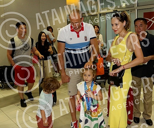 Arrival of the Serbian water polo team at the airport 