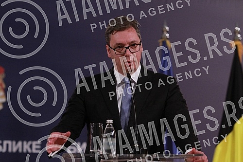 A meeting of Aleksandar Vucic, president of Republic of Serbia and  Prime Minister of the Kingdom of Belgium Charles Michel.Sasatanak Aleksandra Vucica, predsednika Srbije i Carlsa Micela, premijera Kraljevine Belgije.