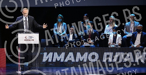 The Assembly of the Party of Freedom and Justice is being held in Kombank Hall.U Kombank dvorani se odrzava Skupstina Stranke slobode i pravde.