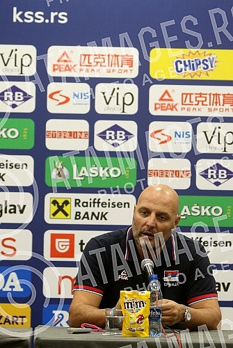 Press conference on the departure of the senior men's national team of Serbia to the World Cup in China.Konferencija za medije u hotelu Crown Plaza povodom odlaska seniorske muske reprezentacije Srbije na Svetsko prvenstvo u Kinu.