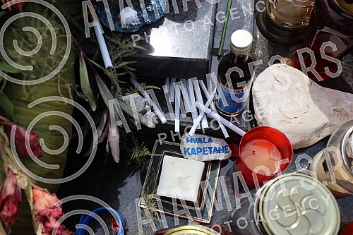 The grave of Oliver Dragojevic in the cemetery of St. Roka in Vela Luka, on Korcula.Grob Olivera Dragojevica na groblju sv. Roka u Veloj Luci, na Korculi