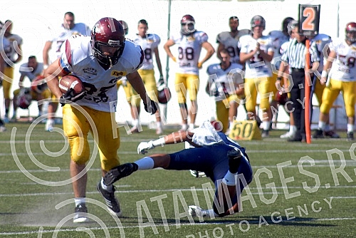 Final four Belgrade Europe Champions League odrzan na stadionu Vozdovac (TC Stadion) u Beograd. Prva polufinalna utakmica izmedju SBB Vukovi (Belgrade/Serbia) i London Blitz (Great Britain).