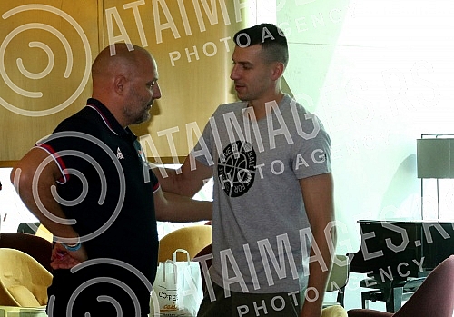 Press conference on the departure of the senior men's national team of Serbia to the World Cup in China.Konferencija za medije u hotelu Crown Plaza povodom odlaska seniorske muske reprezentacije Srbije na Svetsko prvenstvo u Kinu.