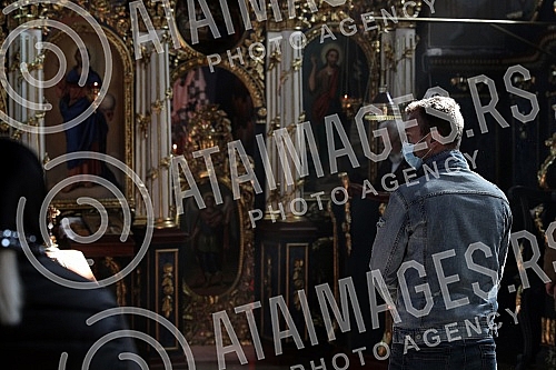 Morning liturgy at a church in a settlement Jacovo.Jutarnja liturgija u crkvi u naselju u Jakovu.