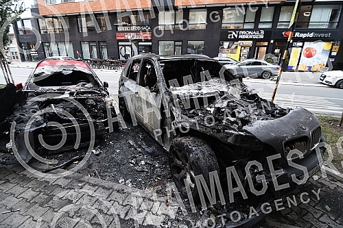 Two cars burned down on October 6, around midnight in Strazilovska Street in Novi Sad, and as it was later determined, it was a Mercedes A class owned by U.J. a girl recently beaten by Slobodan Milutinovic aka Sniper and a BMW X5 jeep owned by her fa
