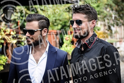 Press conference of Croatian cello duo - 2Cellos held in restaurant 