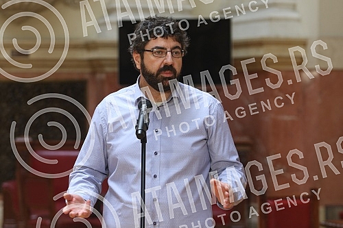 Addressing the future deputies after the consultations of the President of the Assembly of Serbia, Ivica Dacic, with the parliamentary parties.Obracanje buducih poslanika posle konsultacija predsednika Skupstine Srbije Ivice Dacica sa parlamentarni