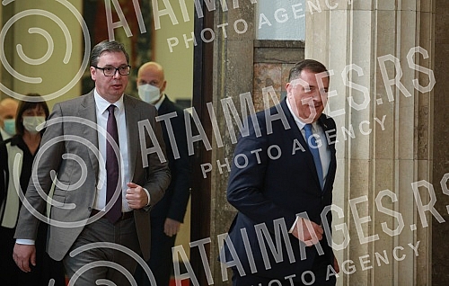 The President of the Republic of Serbia, Aleksandar Vucic, met with the delegation of the Republika Srpska, led by the Chairman of the Presidency of Bosnia and Herzegovina, Milorad Dodik, and the President of the Republika Srpska, Zeljka Cvijanovic. 