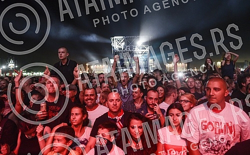 Concert of rock band Hladno pivo held on Beer fest.Koncet rok grupe Hladno pivo na Bir festu (Beer fest).