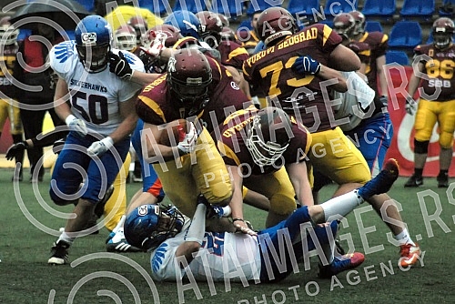 IFAF Liga sampiona americkog fudbala odigrana na Adi ciganliji izmedju SBB Vukova i Silverhawks iz Slovenije (Ljubljana/Slovenia).