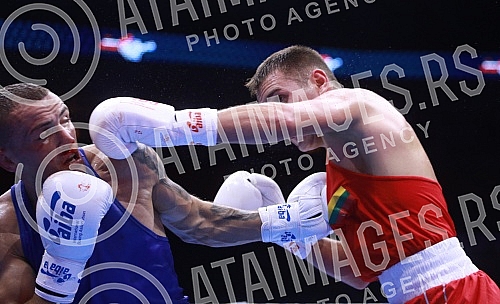 2021 Olympic Boxing World Championships - Stark Arena. Round 32, Light Middleweight (71kg), Saimonas Banys (Lithuanian) (RED) vs Aban Beqiri (Albania).
Svetsko prvenstvo u olimpijskom boksu 2021 - Stark arena. 2021 Olympic Boxing World Championships - Stark Arena. Round 32, Light Middleweight (71kg), Saimonas Banys (Lithuanian) (RED) vs Aban Beqiri (Albania).
Svetsko prvenstvo u olimpijskom boksu 2021 - Stark arena.