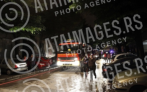 The fire on the buildings in the street Gundulicev venac in the center of Belgrade.Pozar u ulici Gundulicev venac u centru Beograda.