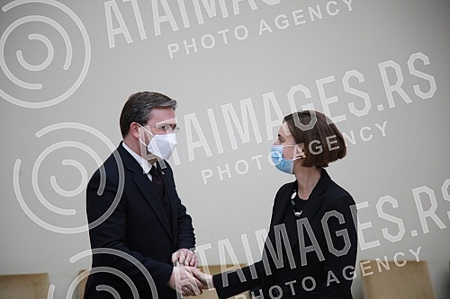 A meeting between Foreign Minister Nikola Selakovic and the Head of the EU Delegation to Serbia, Emanuele Giaufret, and the ambassadors of EU members accredited to Serbia was held at the Palace of Serbia.
U Palati Srbija odrzan je sastanak ministra A meeting between Foreign Minister Nikola Selakovic and the Head of the EU Delegation to Serbia, Emanuele Giaufret, and the ambassadors of EU members accredited to Serbia was held at the Palace of Serbia.
U Palati Srbija odrzan je sastanak ministra