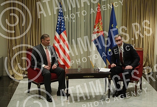 The President of the Republic of Serbia, Aleksandar Vucic, met with the US Deputy Assistant Secretary of State, Gabriel Escobar, at Villa Mir.Predsednik Republike Srbije Aleksandar Vucic sastao se sa zamenikom pomocnika americkog drzavnog sekretara