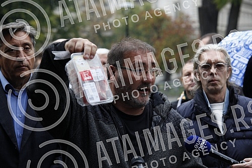 Press conference of the Vice President of the Party of Freedom and Justice Dejan Bulatovic on the occasion of lower and lower prices of cattle, and higher and higher prices of meat in shops.Konferencija za medije potpredsednika Stranke slobode i pr