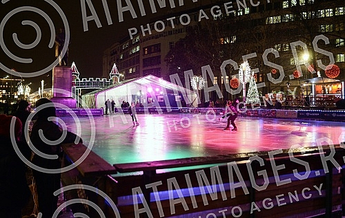 Open outdoors skating rink at Nikola Pasic Square.Otvoreno klizaliste na otvorenom na Trgu Nikole Pasica. 