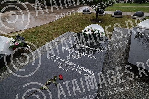 Alley of meritorious citizens at the New Cemetery - the grave of Velimir Bata Zivojinovic, Predrag Cunet Gojkovic and Predrag Zivkovic Tozovac.Aleja zasluznih gradjana na Novom groblju - gobnica Velimira Bate Zivojinovica, Predraga Cuneta Gojkovica
