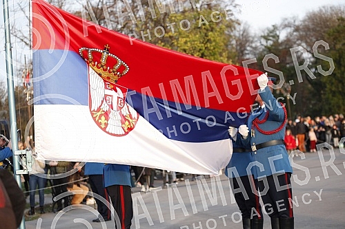 Honorary units of the Serbian Army Guard from the Sava Terrace of the Belgrade Fortress fired honorary artillery fire in honor of the Day of Reconciliation in the First World War - a national holiday in the Republic of Serbia. Pocasne jedinice Gard