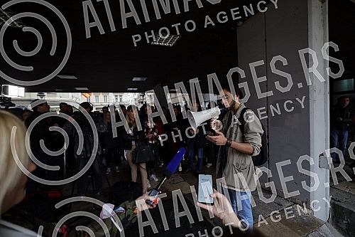 Students are not for sale - protest of students on the plateau near the Faculty of Philosophy.Studenti nisu na prodaju - protest studenata i studentkinja na platou kod Filozofskog fakulteta.