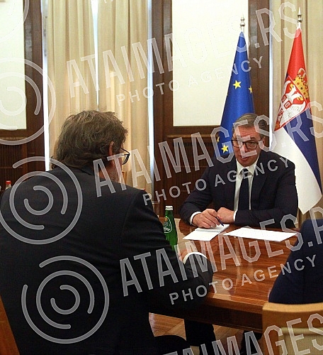 The President of the Republic of Serbia, Aleksandar Vucic, at the consultations on the candidate for Prime Minister with the representatives of the election list Zajedno za Vojvodina - Vojvodina (Democratic Alliance of Croats in Vojvodina, Zajedno za