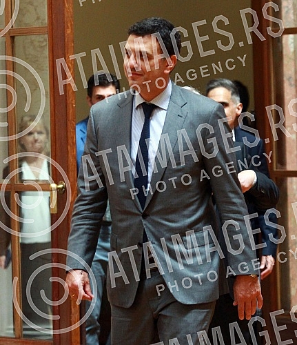 Members of the Parliamentary Friendship Group with Greece, led by Group President Veroljub Arsic, met with Greek Tourism Minister Vassilis Kikilias and a delegation from the Greek Parliament. Clanovi Poslanicke grupe prijateljstva sa Grckom, na cel