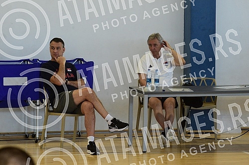 The open part of the training of the men's senior basketball team of Serbia at the FSS Sports Center in Stara Pazova.Otvoreni deo treninga muske seniorske kosarkaske reprezentacije Srbije u Sportskom centru FSS u Staroj Pazovi. 