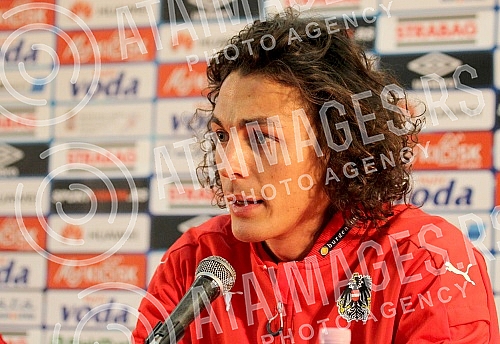 Press Conference and Training of the Austrian national football team (Osterreichische Team) held at the stadium 