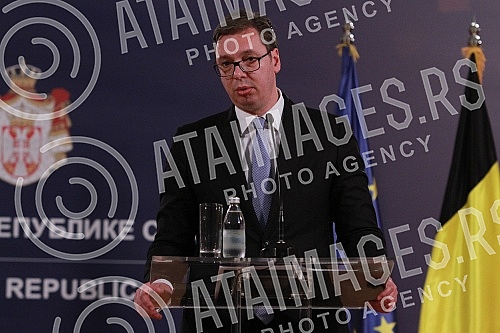 A meeting of Aleksandar Vucic, president of Republic of Serbia and  Prime Minister of the Kingdom of Belgium Charles Michel.Sasatanak Aleksandra Vucica, predsednika Srbije i Carlsa Micela, premijera Kraljevine Belgije.