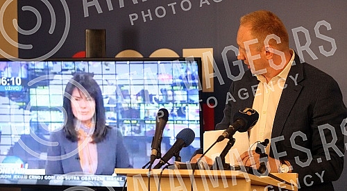 In the premises of the Party of Freedom and Justice, a press conference of the President of the SSP, Dragan Djilas, on the trial for the alleged violation of the ban on movement during curfew.U prostorijama Stranke slobode i pravde konferencija za 