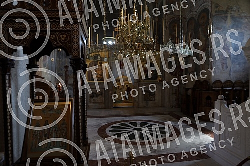 The interior of the Zica Monastery, a Serbian medieval monastery from the first half of the 13th century, located near Kraljevo and belonging to the Zicka Diocese of the Serbian Orthodox Church.Unutrasnjost manastira Zica, srpskog srednjovekovnog m