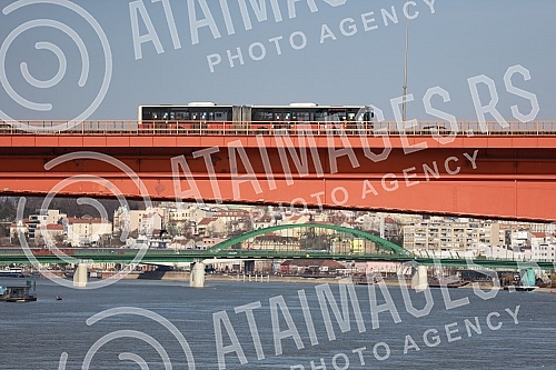 Gazella bridge over Sava river.Gazela most preko reke Save.