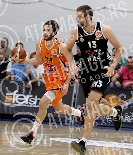 Serbian basketball Superleague match between KK Dynamic and KK Partizan played at SC Dynamic hall. Utakmica kosarkaske Superlige Srbije izmedju KK Dinamik i KK Partizan odigrana u hali SC Dynamic. 