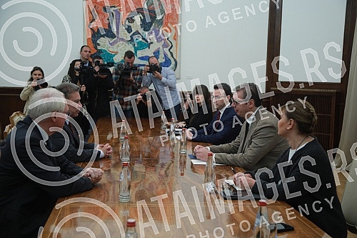 The President of the Republic of Serbia, Aleksandar Vucic, met with the US Deputy Assistant Secretary of State and Special Envoy of the United States of America for the Western Balkans, Gabriel Escobar.
Predsednik Republike Srbije Aleksandar Vucic s The President of the Republic of Serbia, Aleksandar Vucic, met with the US Deputy Assistant Secretary of State and Special Envoy of the United States of America for the Western Balkans, Gabriel Escobar.
Predsednik Republike Srbije Aleksandar Vucic s