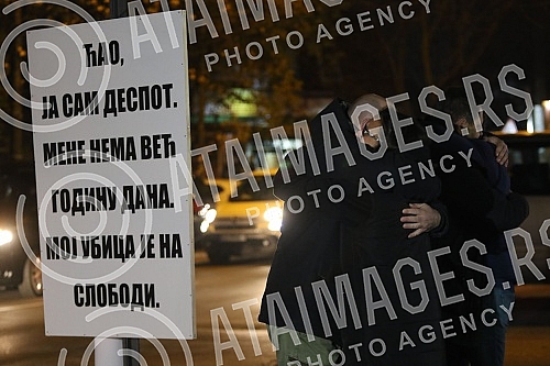 Parents, family and friends of little Despot Mrdjic, who was killed in Prvomajska Street in Zemun on November 24, 2020, when his leg was stuck in the door when getting off the bus, gathered tonight, on the anniversary of his death, and blocked traffi