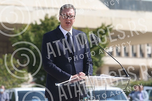 The President of the Republic of Serbia, Aleksandar Vucic, attended the handover of 26 specialized vehicles for the transport of vaccines and medical personnel procured with IPA 2020 funds through the EU Local Development Project (EU PRO PLUS), imple