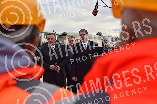 The President of the Republic of Serbia, Aleksandar Vucic, attended the ceremony marking the beginning of works on the construction of the highway E-80 Nis (Merosina) - Plocnik (Beloljin), phase 1, section Merosina-Merosina 1.Predsednik Republike S